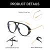 YAMEIZE Oversized Blue Light Blocking Glasses Women Men Retro Pilot 70s Double Bridge Large Frame Anti Blue Light Eyeglasses view 4