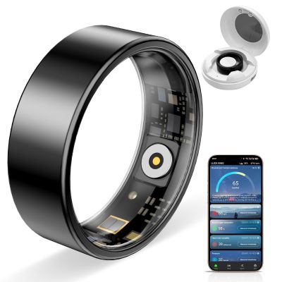 Govllfoz Smart Ring Pro, Fitness Tracker with Heart Rate, Blood Pressure, Stress, Sleep Tracking, Step Tracking, 10ATM Waterproof, Smart Ring for iPhone and Android (Black 2.0, 10)
