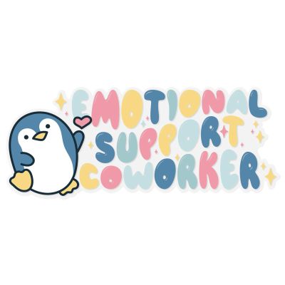 20pcs Emotional Support Coworker Stickers, 2.95x1.18in Cute Penguin Rainbow Stickers Funny Waterproof Emotional Support Decals Coworker Gift for Water Bottle Laptop Guitar Phone Case