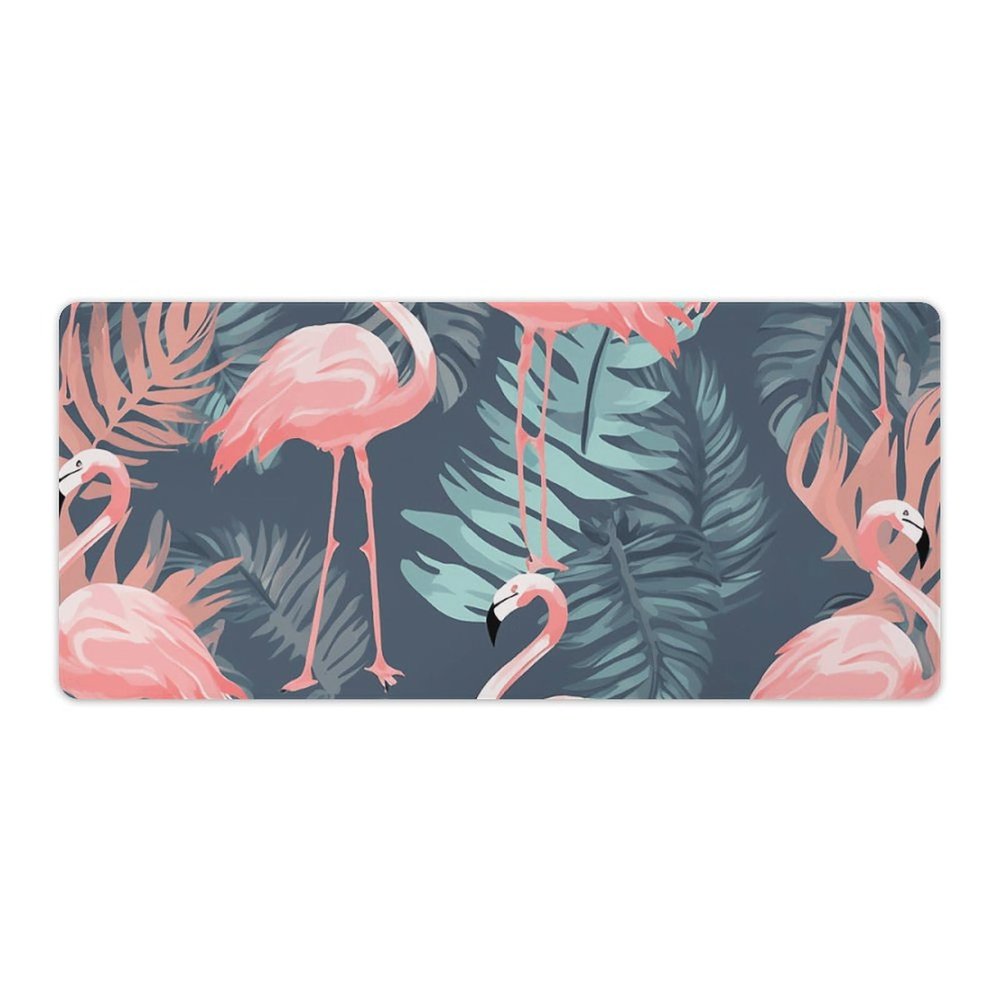 Gaming Mouse Pad Desk Mat Large Size Mouse Pad Summer Flamingo Palm Leaves LED Mouse Pad Non-Slip Base Waterproof Desktop Writing Pad for Office and Home