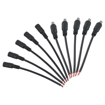 5 Pairs DC Power Cord,5.5x2.1mm Male Female Connector Cable 12V LED CCTV Camera Security Power Pigtail Wire,15Cm Black Red