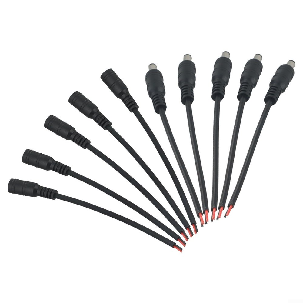 5 Pairs DC Power Cord,5.5x2.1mm Male Female Connector Cable 12V LED CCTV Camera Security Power Pigtail Wire,15Cm Black Red