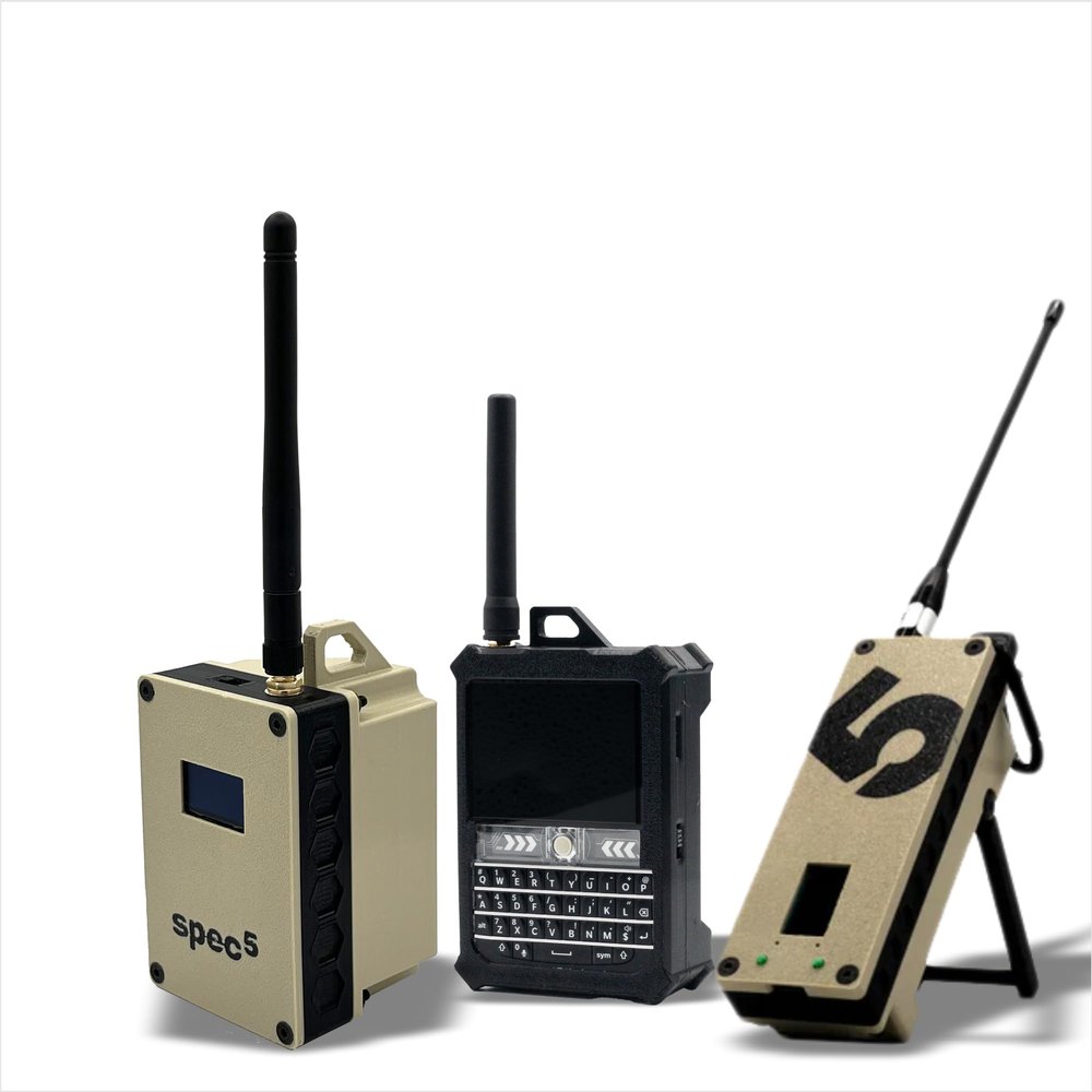 Spec5 Explorer Bundle LoRa Meshtastic | Beacon XL+, Ranger Magnum & Trekker Bravo | Long-Range Off-Grid Communication | Secure, Reliable & Works Without WiFi/Cell Signal (Desert Sand & Black)