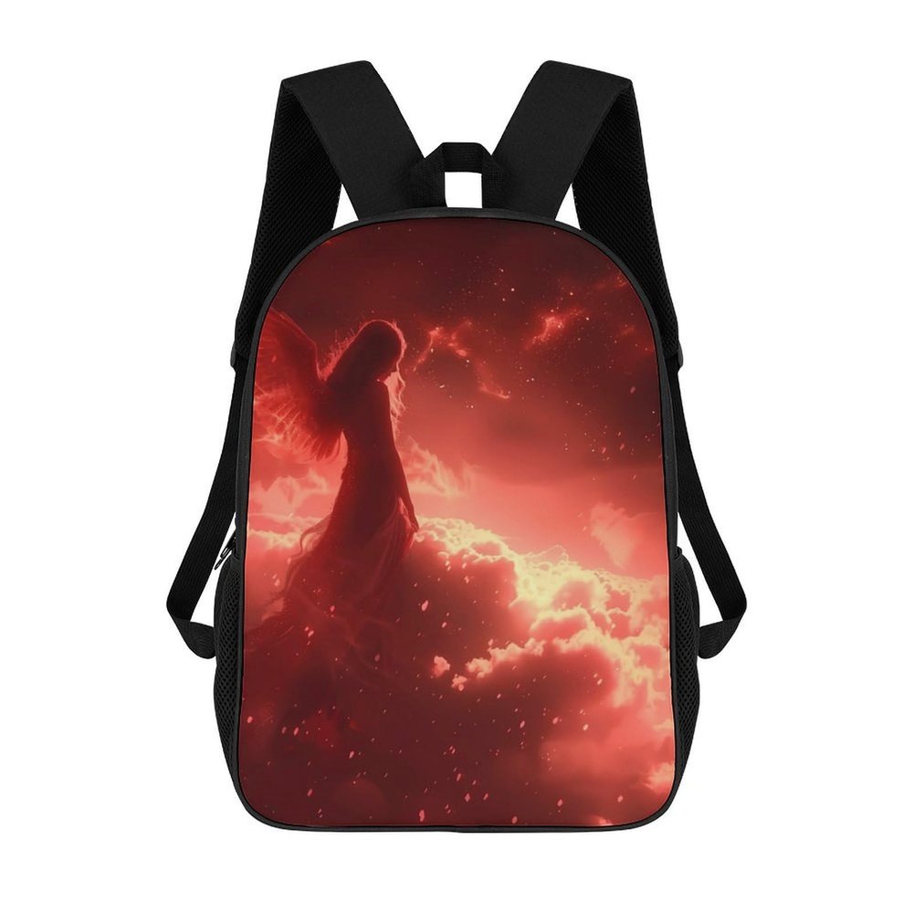 Beautiful Angel Woman with Red Wings 17 Inch Backpack Travel Laptop Backpack Business Computer Backpack with Adjustable Straps