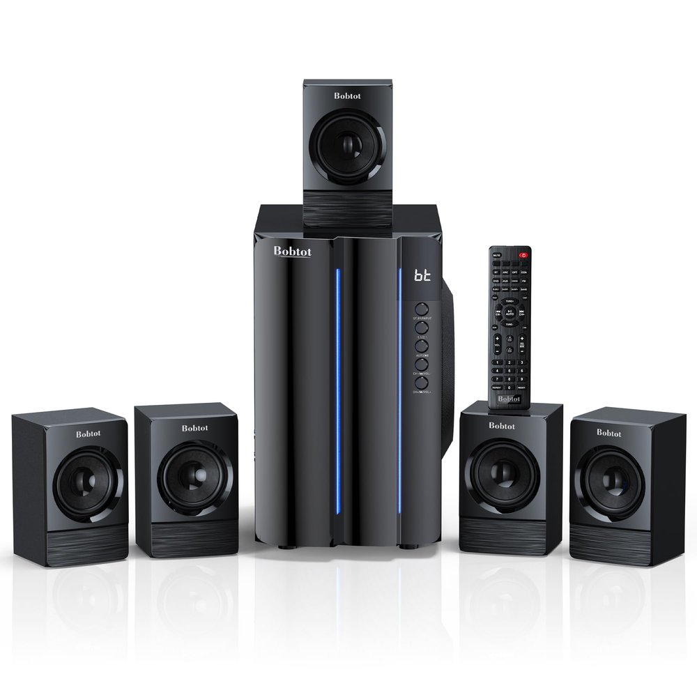 Bobtot Home Theater Surround Sound System for TV, 6.5" Subwoofer 800W Peak