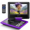 POFOTO 9.5" Portable DVD Player for Kids and Car with 7.5" Swivel Screen, 4-6 Hours Working Time, Car DVD Player with Dual Speakers, Remote Control, Support Sync TV, Region Free USB/SD/AV - Purple view 1