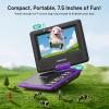 POFOTO 9.5" Portable DVD Player for Kids and Car with 7.5" Swivel Screen, 4-6 Hours Working Time, Car DVD Player with Dual Speakers, Remote Control, Support Sync TV, Region Free USB/SD/AV - Purple view 2
