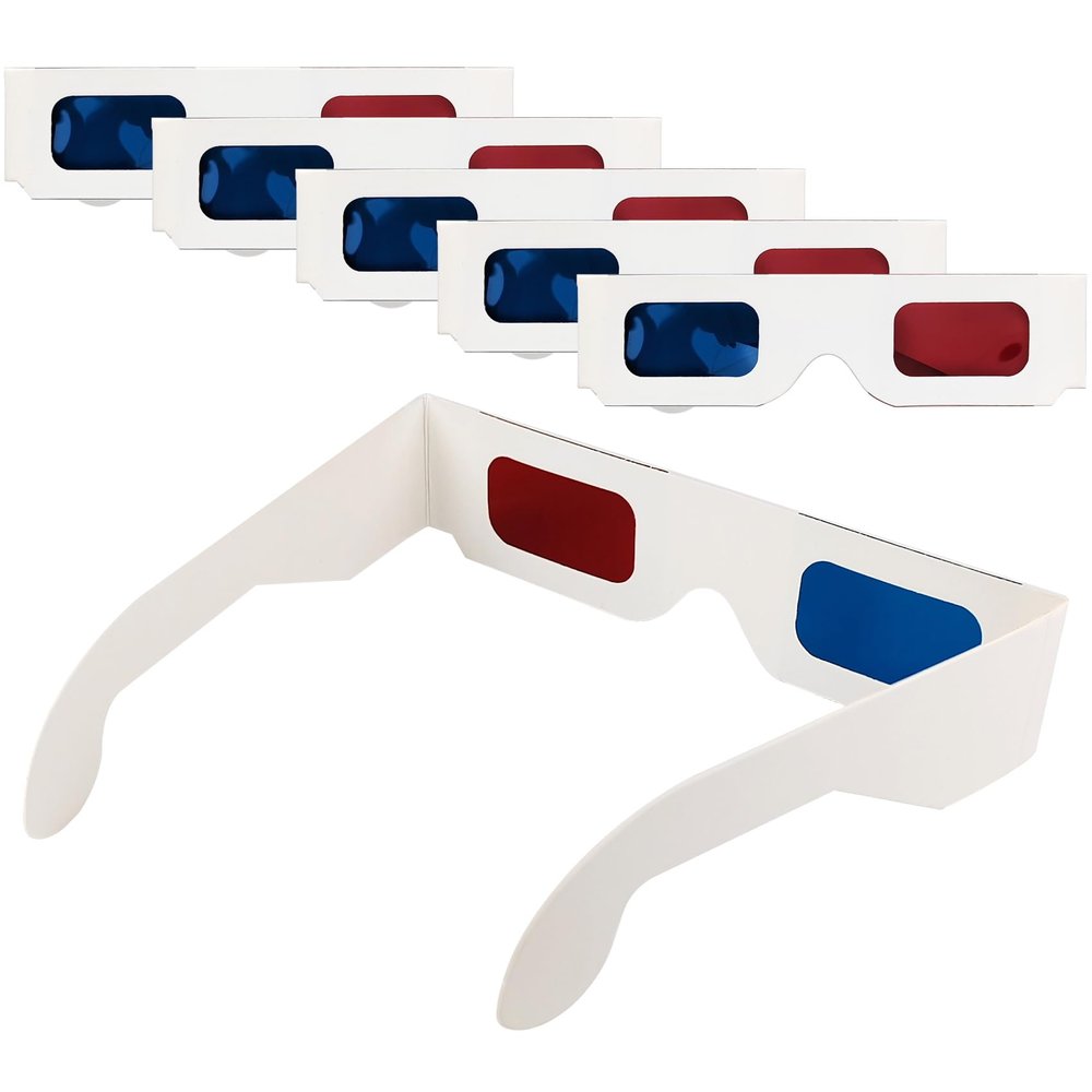 YUEBOSUL 5 Pairs 3D Paper Glasses, Red Blue 3D Glasses, 3D Viewing Glasses Anaglyph 3D Glasses for Movies, TV