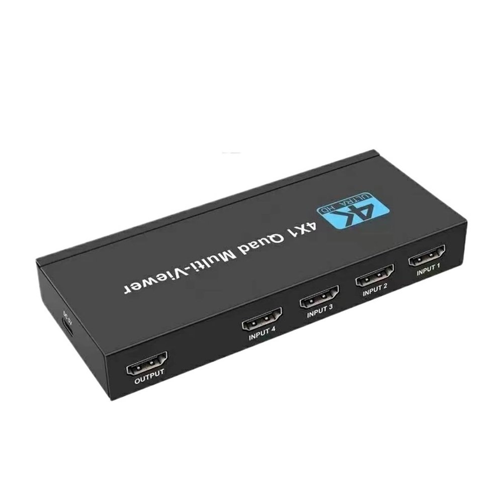 D3LX0Z1 4K HDMI 4X1 Seamless Quad Multi-viewer Switcher 4 in 1 Out HDMI Quad Multi-Viewer Switch with IR Control(with EU Plug Power)