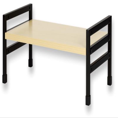(Asmix) DSK07BK Desktop Stand, Width 19.7 inches (50 cm), Height Adjustable, Monitor Stand, Asuka, Wood, Black, Depth 9.8 inches (25 cm), Laptop, Laptop, Monitor, Keyboard, Small