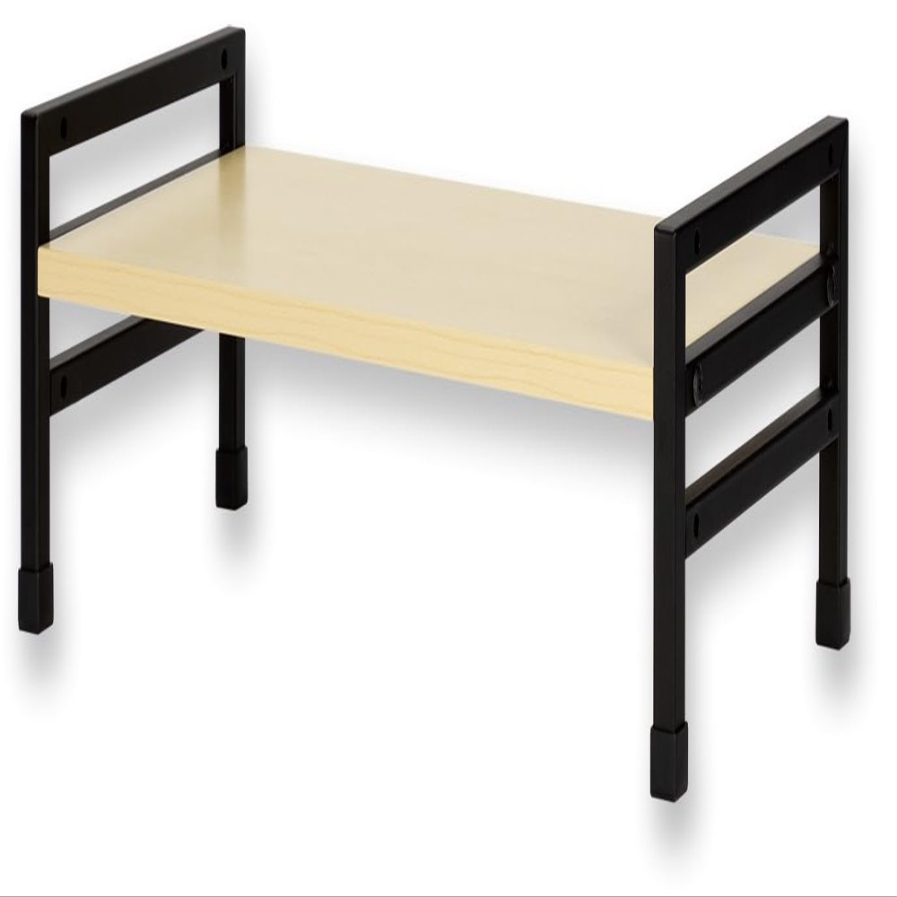 (Asmix) DSK07BK Desktop Stand, Width 19.7 inches (50 cm), Height Adjustable, Monitor Stand, Asuka, Wood, Black, Depth 9.8 inches (25 cm), Laptop, Laptop, Monitor, Keyboard, Small