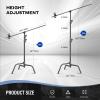 2 Pack Stainless Steel Photography Light Stand 6.9ft/210cm with Holding Arm Sandbag Grip Head Heavy Duty C Stand Sturdy for Photography Studio Video Monolight Softbox Shooting?Black? view 2