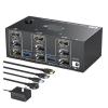 Y0S3QZ1 Triple Monitors HDMI KVM Switch,2 Displayport + HDMI USB KVM Switch 8K@60Hz,4K@144Hz 3 Monitors 2 Computers KVM(with US Plug) view 1