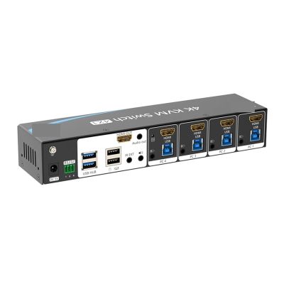 L6AS0F7 HDMI KVM Switch 4 Port 4K 4x1 Quad viewer with Cable use 1 Set of Keyboard Mouse Control 4 PCS(EU Plug)