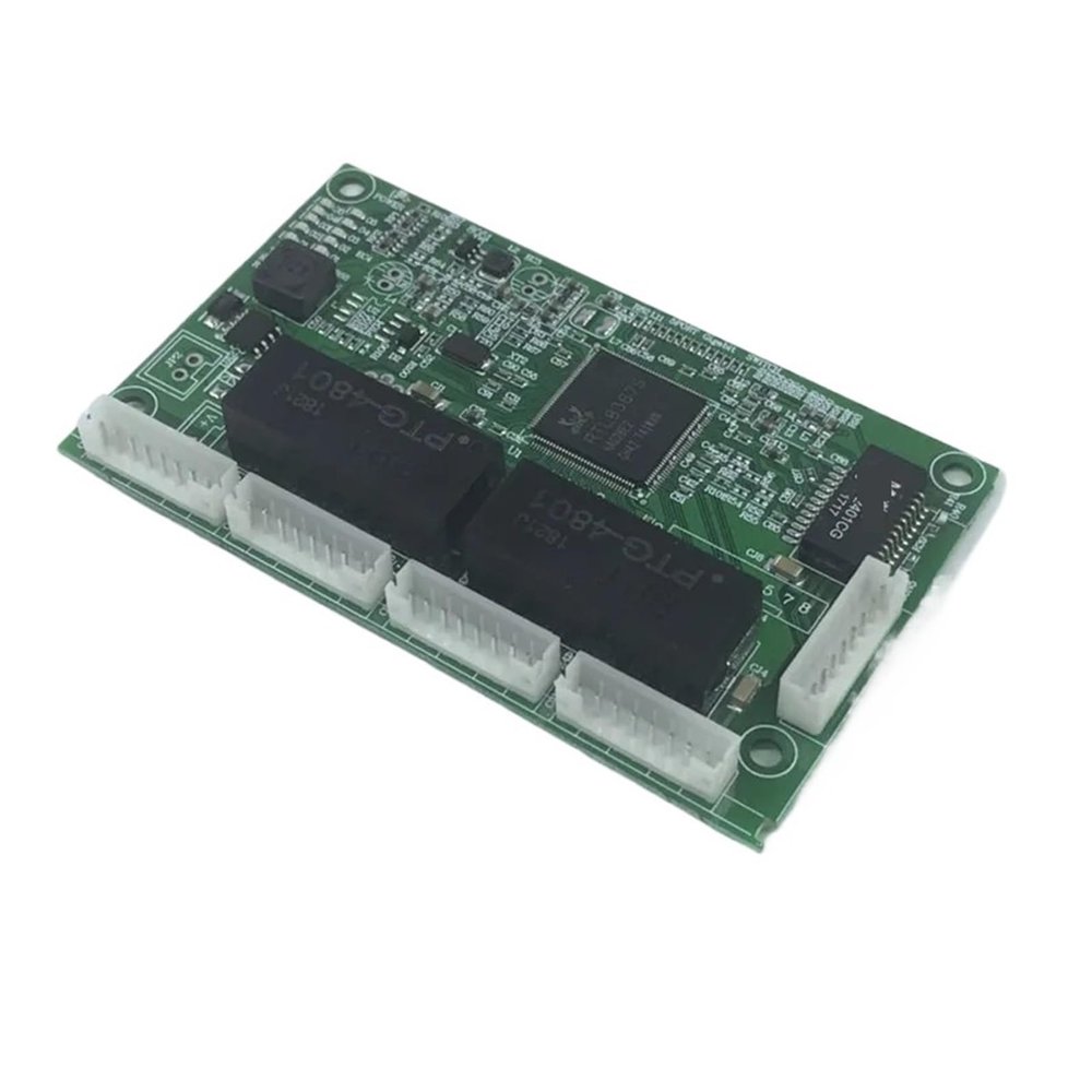 L6AS0F7 PBC 4/8Port Gigabit Ethernet Switch Port with 4/8 pin Way Header 10/100/1000m Hub 4/8way Power pin PCB Board OEM Screw Hole(8-Port)