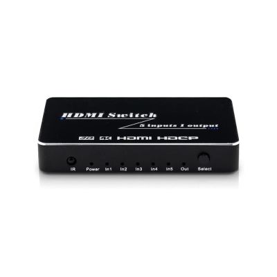 Y0S3QZ1 3D 4K HDMI Switch 5x1 Audio Video Switcher Converter for Xbox PS3 PS4 PS5 Notebook PC DVD TV Box to Display Monitor Projector(with EU Plug)