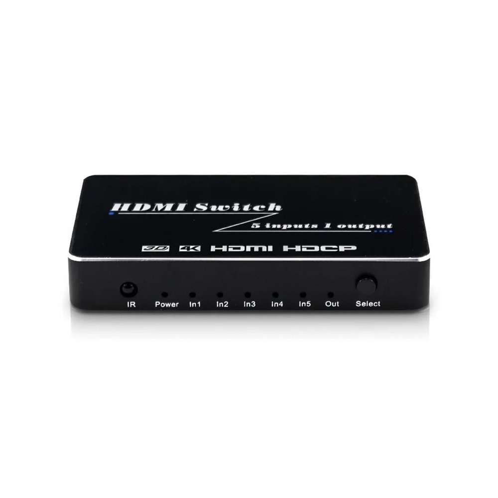 Y0S3QZ1 3D 4K HDMI Switch 5x1 Audio Video Switcher Converter for Xbox PS3 PS4 PS5 Notebook PC DVD TV Box to Display Monitor Projector(with EU Plug)