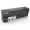 L6AS0F7 HDMI KVM Switch 4 Port 4K 4x1 Quad viewer with Cable use 1 Set of Keyboard Mouse Control 4 PCS(US Plug) view 4