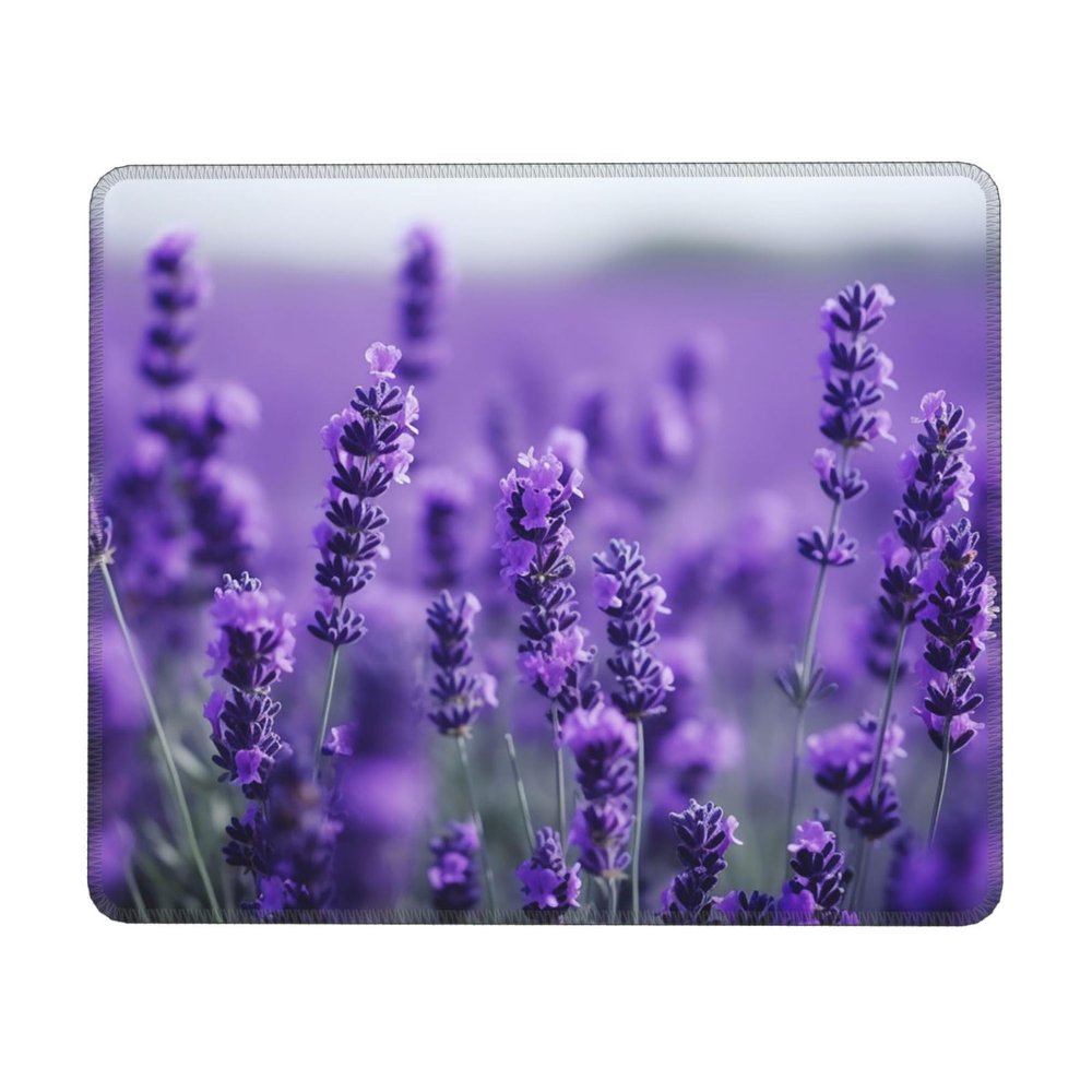 Purple Lavender Mousepad with Anti-fray Stitching, Comfortable Gaming Mousepad with Non-Slip Rubber Base, Waterproof Computer Mousemat Washable Mousepads for Laptop 8.3 x 10.3 in