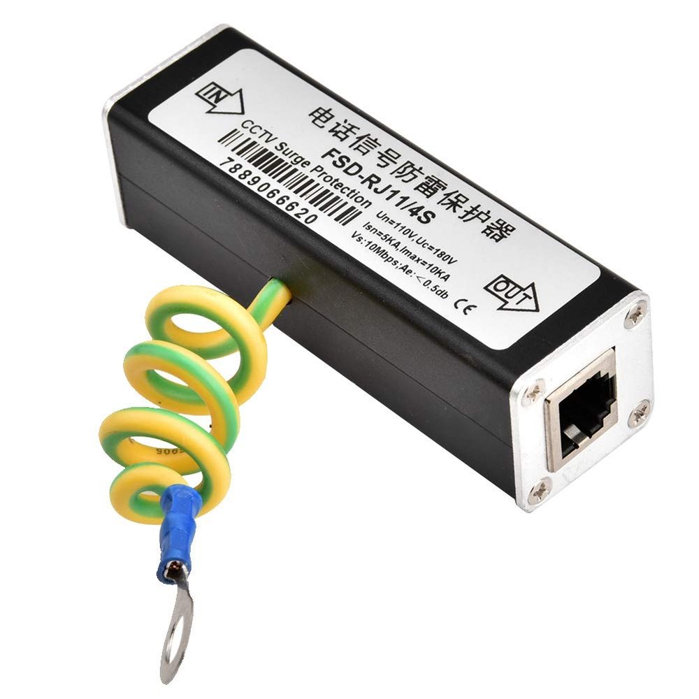 Cunyuer RJ11 Telephone Fax Protector, Lighting Thunder Arrester Device, Audio Telephone Protector Data Single Protector 110V