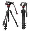 Manfrotto 055 Video Tripod w/502 Video Fluid Head, Carbon Fibre, Professional Heavy Duty System, with Levelling Column, Lever Lock, Camera Tripod Stand, for DSLR/Mirrorless Cameras, Camcorders view 1