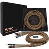 WORLDS BEST CABLES 8 Foot Ultimate - 7 AWG - Ultra-Pure OFC  Extra Premium Audiophile HiFi Bi-Wire Speaker Cable Pair with Eminence Gold Banana Plugs & TnBrwn Tweed Jacket view 1
