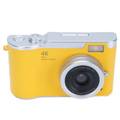 1080P Digital Camera, 8X Zoom Video Camcorder with 2.4 Inch HD Flip Screen, 48MP Portable Versatile Travel Video Camera with Fill Light for Photography (Yellow)