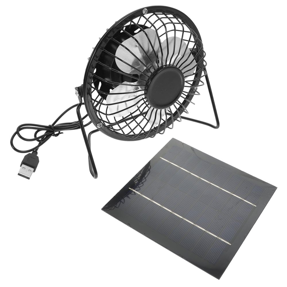 COOPHYA 1set Solar Charging Fan Kit for Pets Black Solar Panel Cooling Fan for Pet Stores and Energy Efficient Design Provides Steady