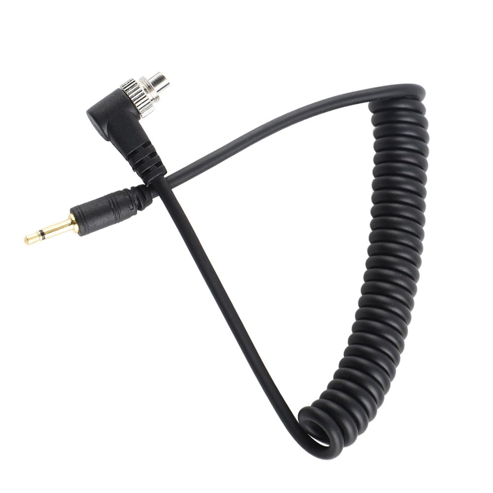 2.5mm to Male Flash PC Sync Cable Cord with Screw Lock Extended Coiled Wire