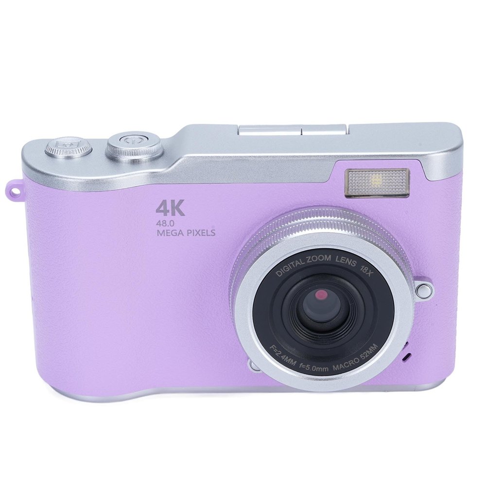 Dpofirs 1080P Digital Camera, 8X Zoom Video Camcorder with 2.4 Inch HD Flip Screen, 48MP Portable Versatile Travel Video Camera with Fill Light for Photography (Violet)