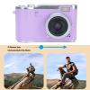 Dpofirs 1080P Digital Camera, 8X Zoom Video Camcorder with 2.4 Inch HD Flip Screen, 48MP Portable Versatile Travel Video Camera with Fill Light for Photography (Violet) view 3