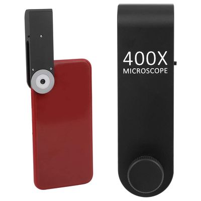 400X Size Mobile Phone Microscope, 400X Zoom Universal Clip Phone Camera with LED Light for Microworld Exploding for Kids and Adults