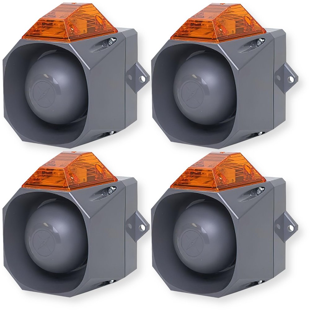 MIN-TA Pack of 3 Audible Strobes, Amber Strobe Light, Visual Alert, 24 VDC