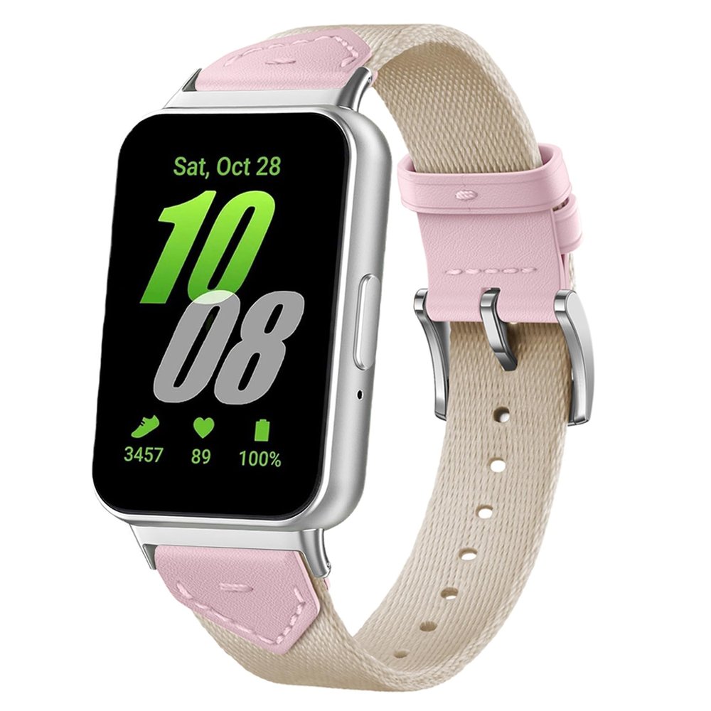 Gheper Band Compatible with Samsung Galaxy Fit3[2024] SM-R390 Woven Nylon & Genuine Leather Replacement Bands Quick Release Strap