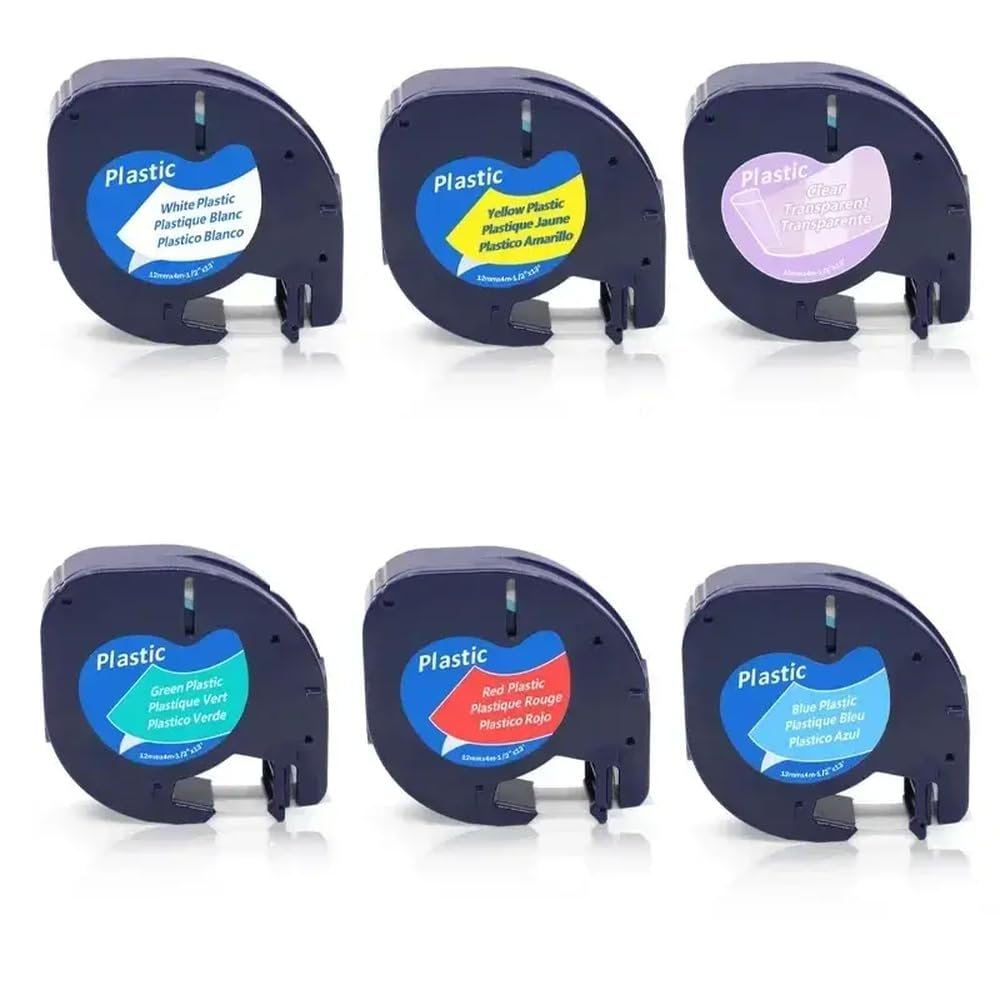 20PCS 12mmx4m Label Tape Compatible with LT-100H LT-100T Plastic 91200 91330 91331 91201 12267 18769 18771(1set)