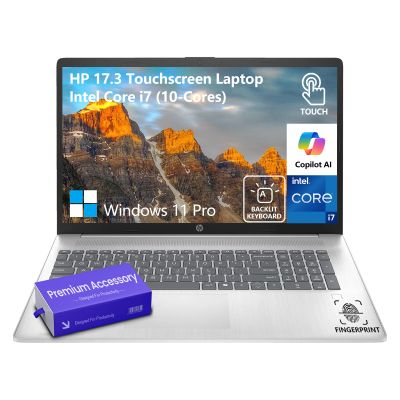 HP 17 Inch Laptop Touchscreen Computer, 17.3 HD+ Touch Screen Business Laptop PC, Intel 10-Core i7 Laptop Windows 11 Pro, 32GB RAM 1TB SSD|Backlit|10-Key|Fingerprint