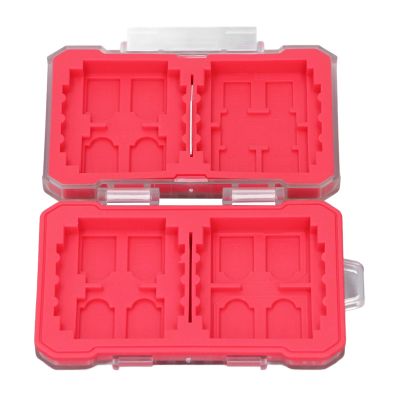 29 Slots Memory Card Case Holder, Portable SD SIM Card Holder Storage Case for 4 TypeB, 4 TypeA, 4 SD, 12 TF, 5 SIM Cards (Red)