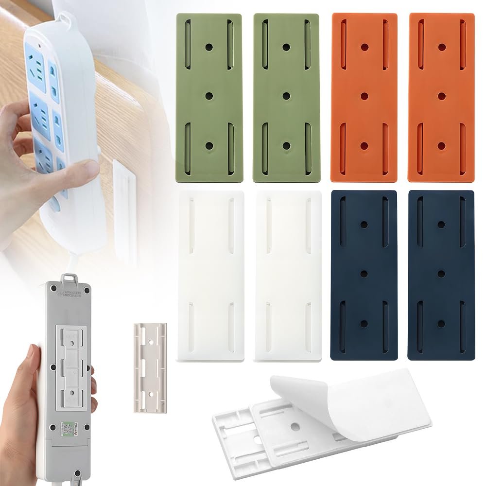 2025 New Adhesive Punch Free Socket Holder, Adhesive Punch Free Desktop Socket Fixer Wall Mounted, Plug-in Socket Fixer Bracket Stand for Kitchen Home Office Cable Management (Multicolor)