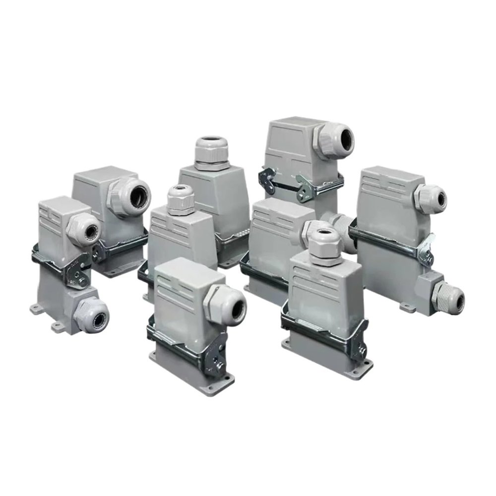 BHUPWZE Heavy Duty Connector 12 Euro 67 Injection Molding Machine Connector HDC-HA 10/15/16/25/32/50 Pin Aviation Waterproof Plug Socket(Gray)