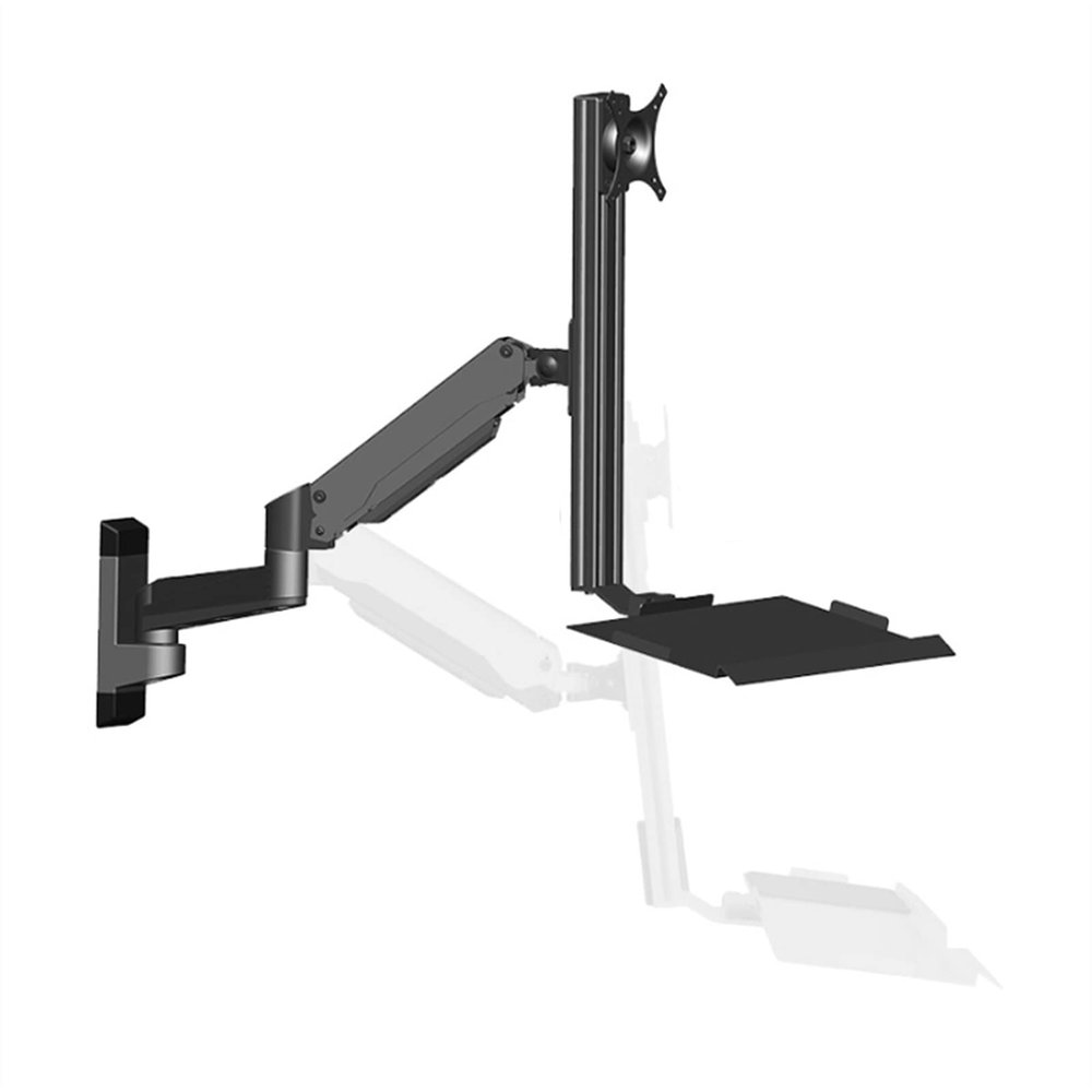Adjustable Arm Mount Monitor Mount, Wall Mount Lift Workstation with Foldable Keyboard Tray,Fits Monitors up to 32" Adjustable Monitor Stand,Black