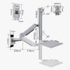 Adjustable Arm Mount Monitor Mount, Wall Mount Lift Workstation with Foldable Keyboard Tray,Fits Monitors up to 32" Adjustable Monitor Stand,Black view 3