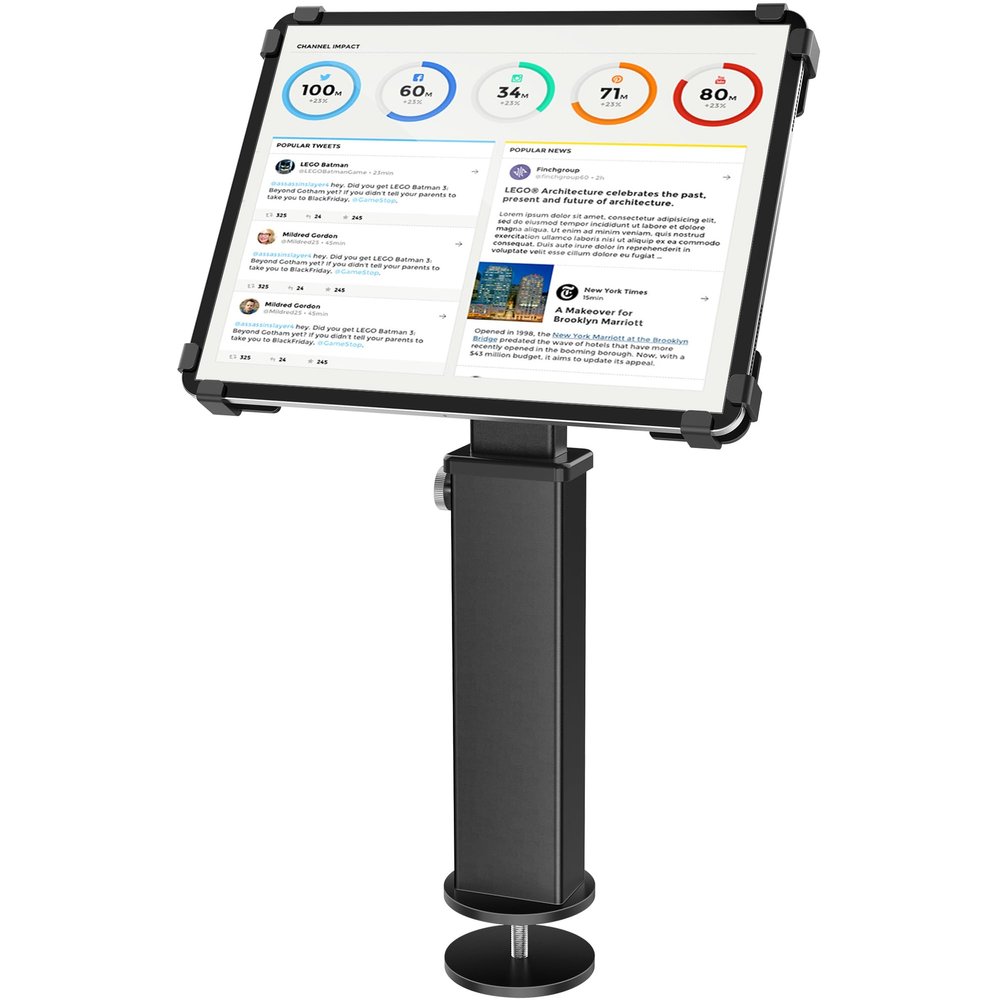 AboveTEK iPad Desk Grommet Mount, Adjustable Tablet Desk Mount with 360 Rotation & 180 Tilt, Fits 9.7"-13" Tablets, Anti-Theft iPad Stand, Heavy-Duty Aluminum Tablet Stand, Perfect for Work