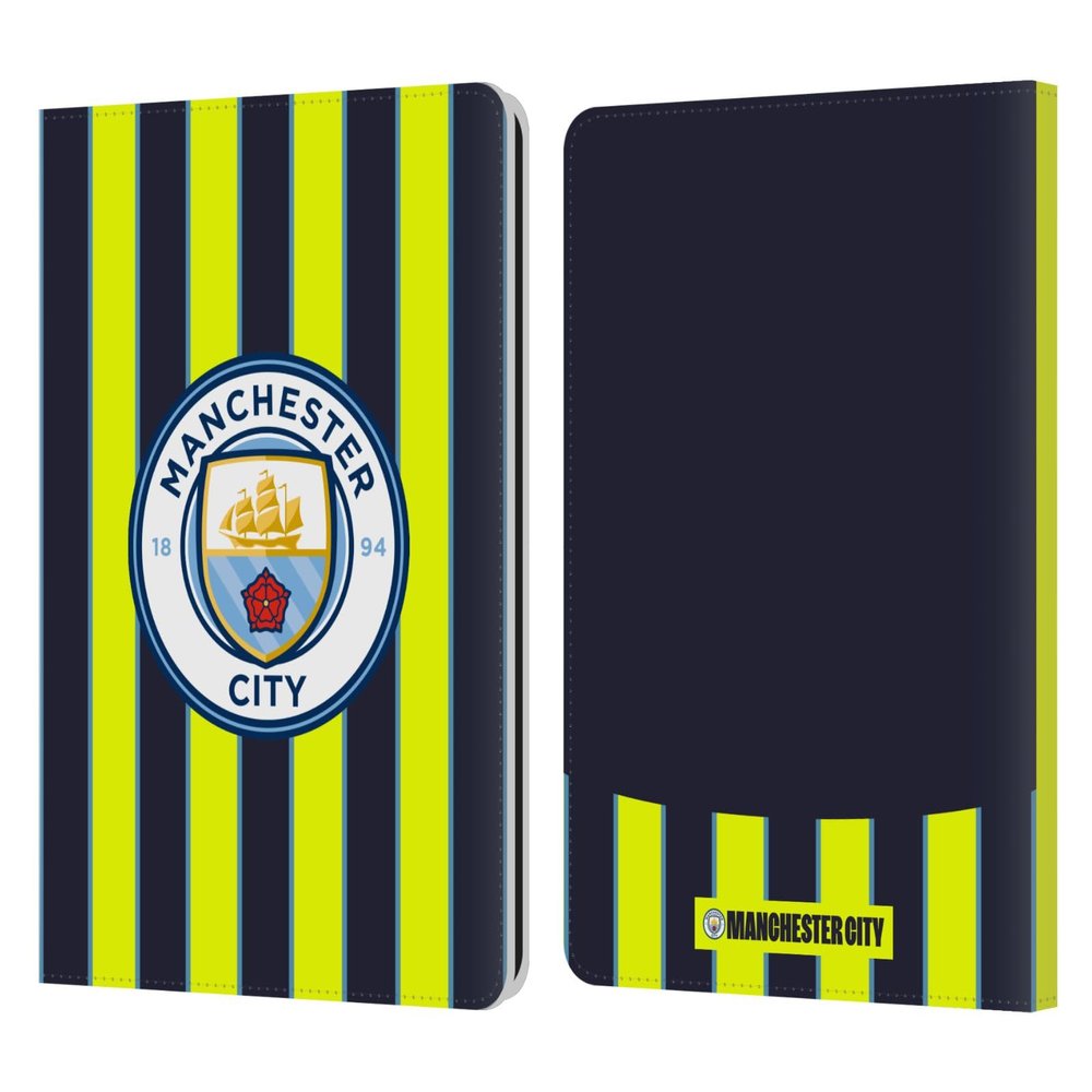 Head Case Designs Officially Licensed Manchester City Man City FC Away 2024/25 Badge Kit Leather Wallet Case Compatible with Kindle Paperwhite 1/2 / 3
