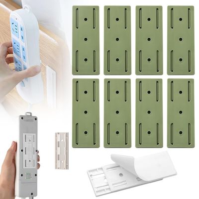 2025 New Adhesive Punch Free Socket Holder, Adhesive Punch Free Desktop Socket Fixer Wall Mounted, Plug-in Socket Fixer Bracket Stand for Kitchen Home Office Cable Management (Green)