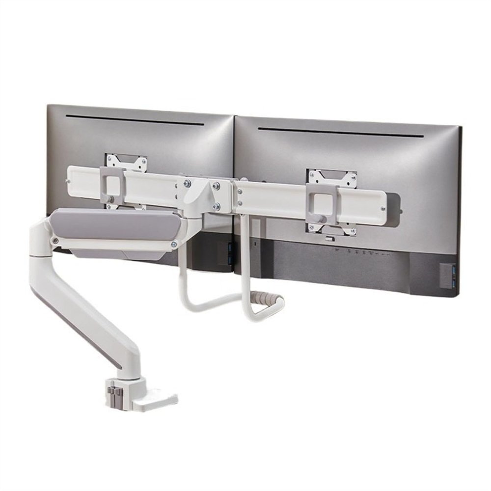 Adjustable Arm Mount Monitor Mount, for 2 Screens up to 32 inches,17.6lbs,Sliding Plates with Clamp and Grommet Base,