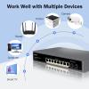 Ztyuav 10 Port Unmanaged 2.5G PoE Switch with 8 x 2.5G PoE+ Ports @120W, 2 x 10G SFP+, IEEE802.3af/at Compliant, Ports Speed Auto-Negotiation, One-Key VLAN, Plug & Play, Fanless Metal Design view 4