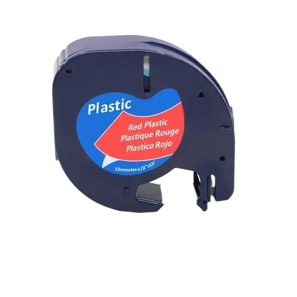 20PCS 12mmx4m Label Tape Compatible with LT-100H LT-100T Plastic 91200 91330 91331 91201 12267 18769 18771(20PCS Black on Red)