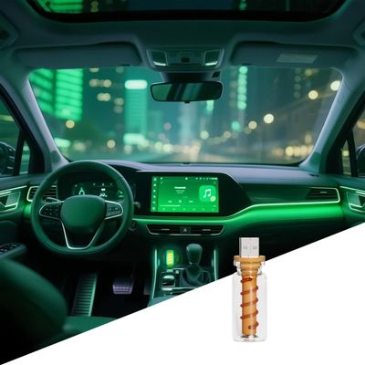 3D Dimmable Touch Control USB Car Interior Lights - Retro Creative LED Ambient Lighting, Universal USB Lights for Cars, bedrooms, Camping, Parties, mini Decorative Lights (Clear-Green)