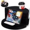 2-in-1 Couch Cup Holder & Adjustable Tablet Stand Couch Caddy with Cup Holder with 6 Holes & 2 Pockets | Bed Reading Pillow Hands Free Pad Stand for Drinks, Books, Pad, Kindle, Snacks (Black) view 1