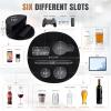 2-in-1 Couch Cup Holder & Adjustable Tablet Stand Couch Caddy with Cup Holder with 6 Holes & 2 Pockets | Bed Reading Pillow Hands Free Pad Stand for Drinks, Books, Pad, Kindle, Snacks (Black) view 3